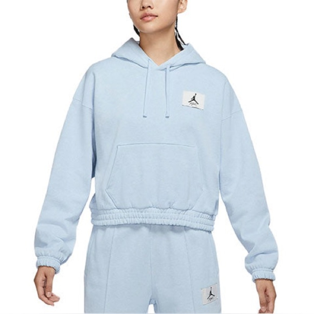Jordan Essentials Fleece Hoodie in the Celestine Blue XS Cropped Boxy DD6998-438 - Picture 5 of 16